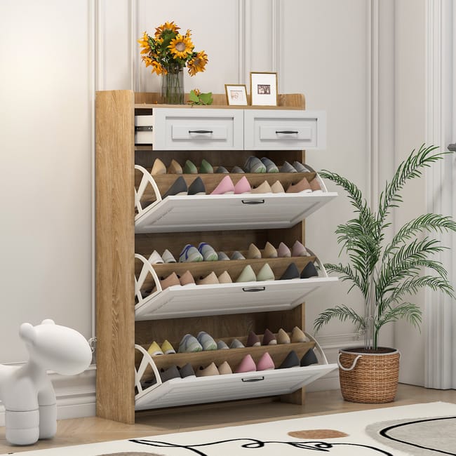 🔥 Best Seller! 3-Door Shoe Cabinet + 2 Drawers + FREE Backpack 🎁