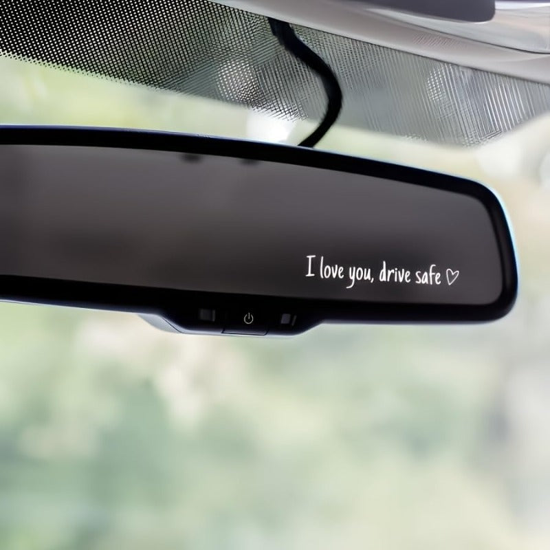 Rearview Mirror Vinyl Decal Reminder