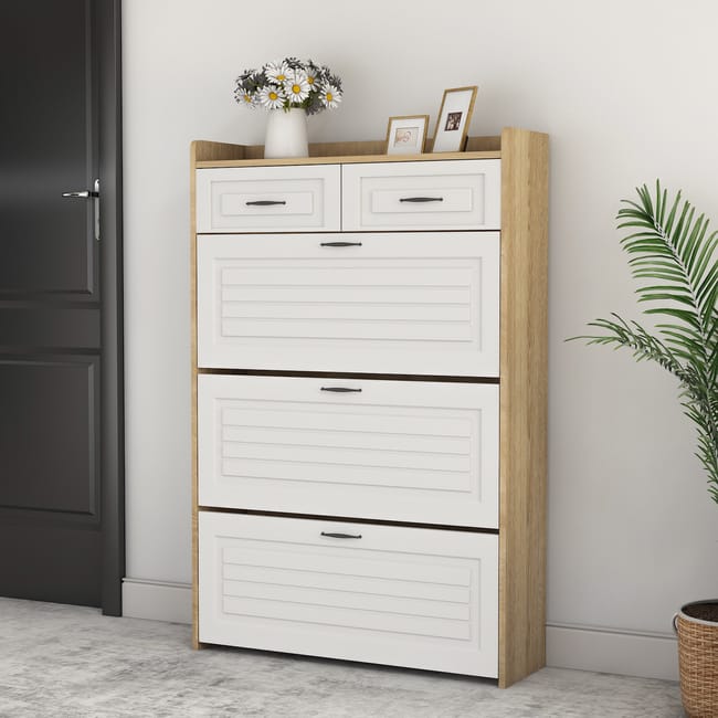 🔥 Best Seller! 3-Door Shoe Cabinet + 2 Drawers + FREE Backpack 🎁