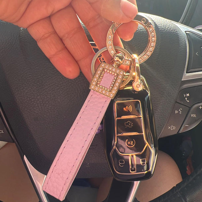 Women's Leather Keychain for Car Keys