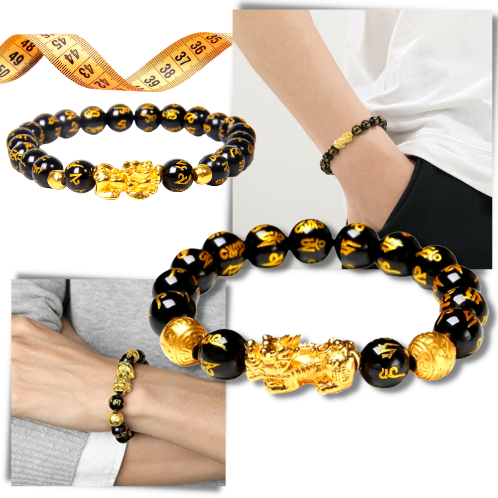 Bracelet en obsidienne noir et doré