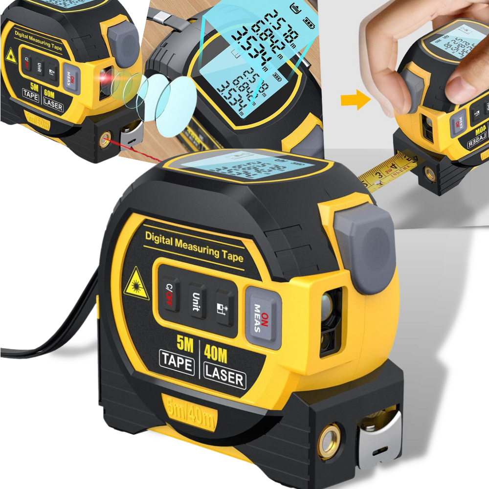 Mètre à ruban laser 3-en-1