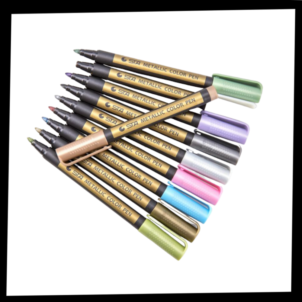 Lot de 10 marqueurs de couleurs métalliques