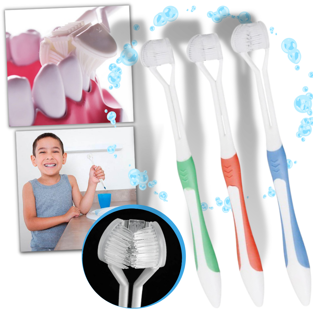 Brosse à dents à trois faces pour adultes et enfants