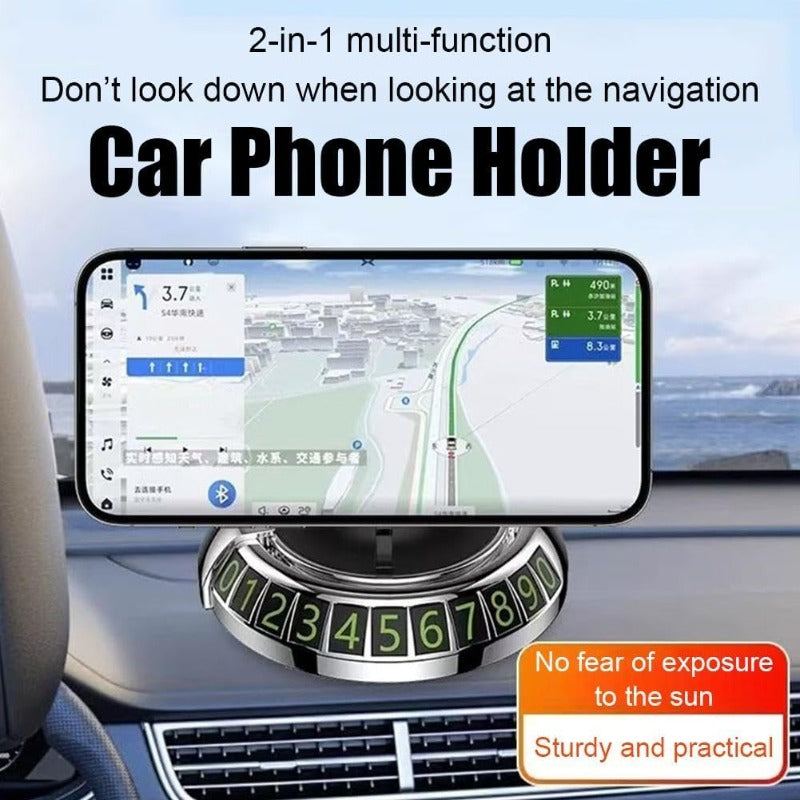 2-in-1 Dashboard Phone Holder & Hidden Number Plate