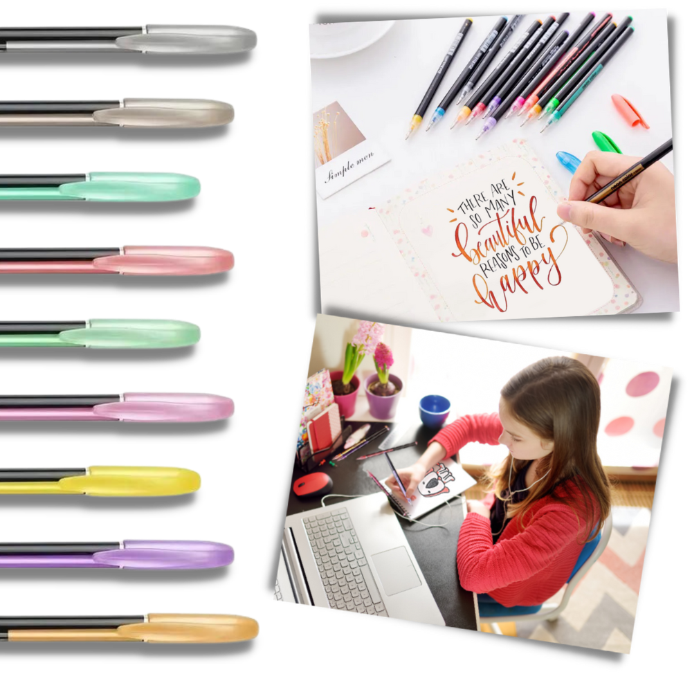 Set de 48 stylos gel pailletés