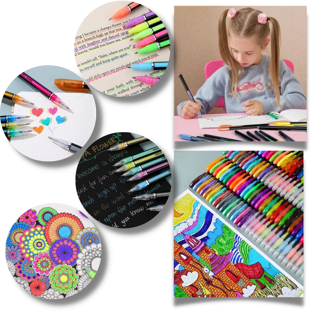 Set de 48 stylos gel pailletés