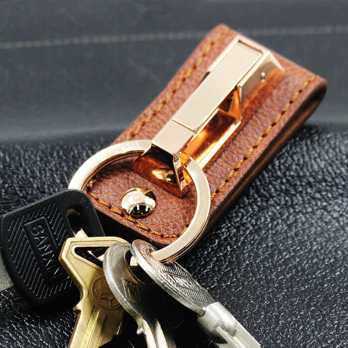 Mens Leather Keychain for Belt