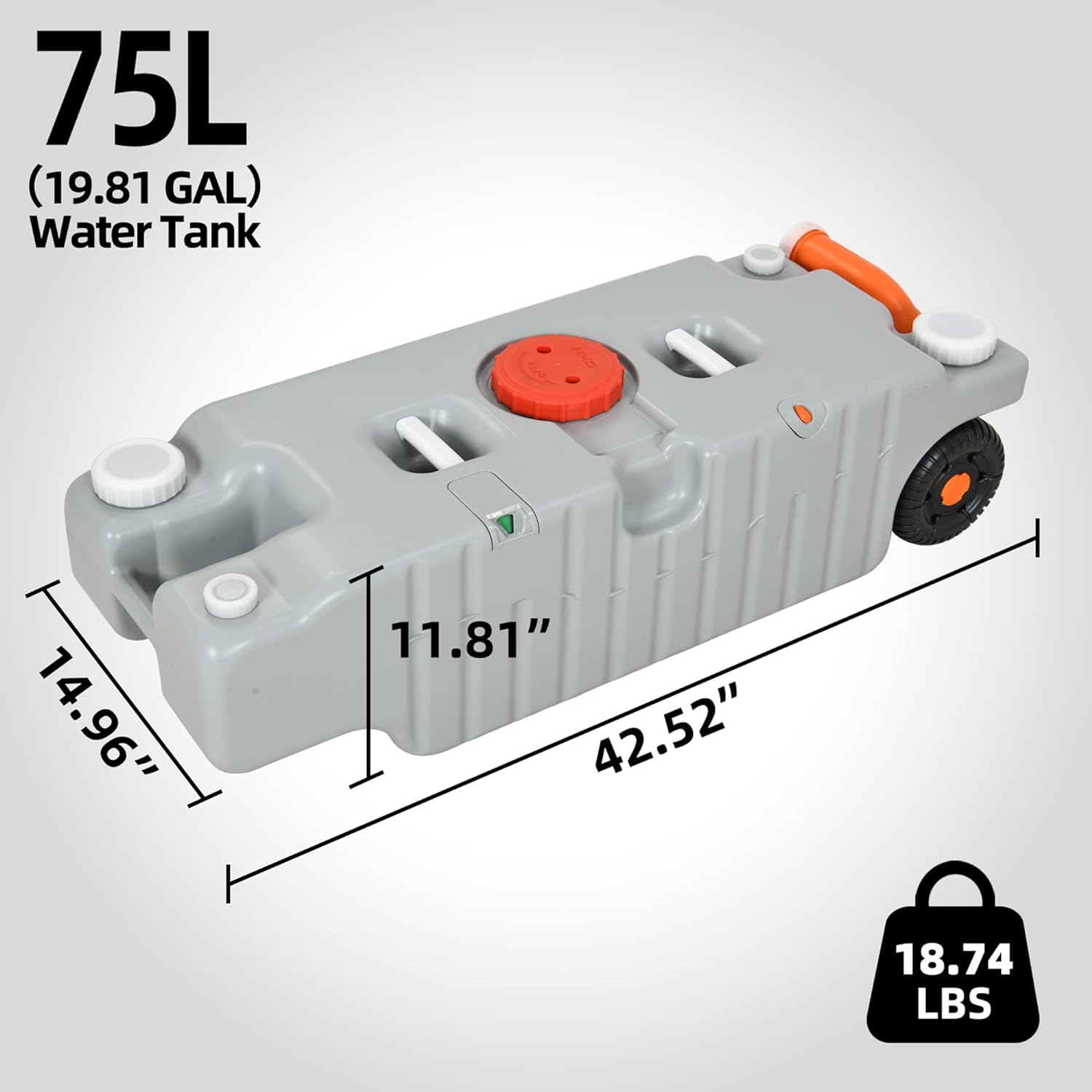 19.8 Gallon Large Capacity Portable Water Holding Tank with Built-in Handle Odorless Tote for Camper