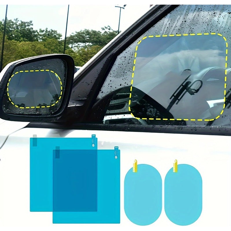 Anti-Fog & Rainproof Mirror Film Kit – 4-Piece PET Visibility Set