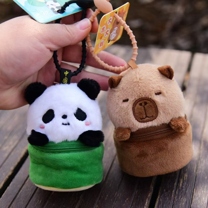 2pcs/set Plush Capybara Coin Purses Keychain Charm