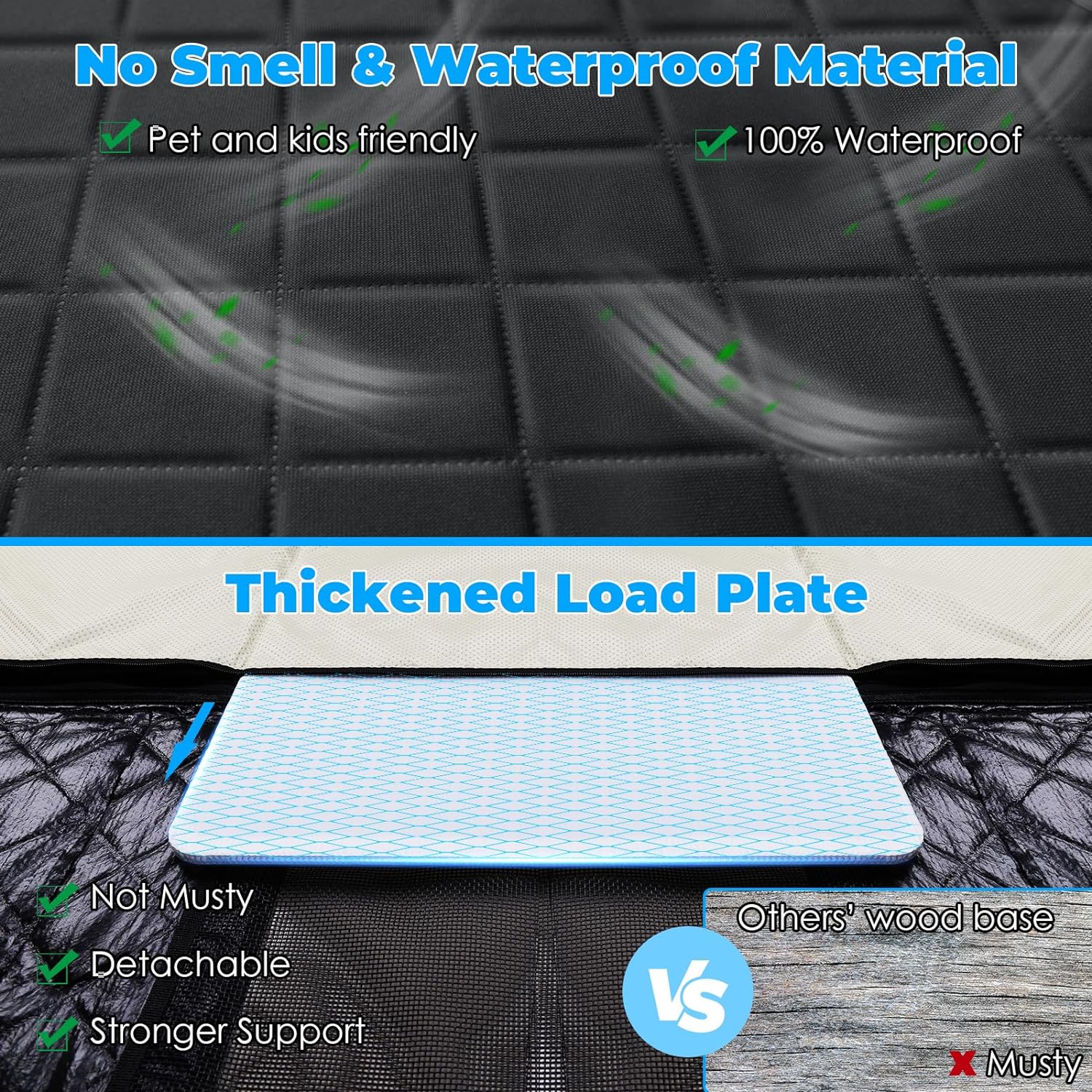 Back Seat Extender for Dogs, Dog Car Seat Cover with Hard Bottom Dog Car Seat Bed Waterproof Dog Hammock for Car Pet Backseat Protector with Mesh Window and Storage Pocket for Car, SUV