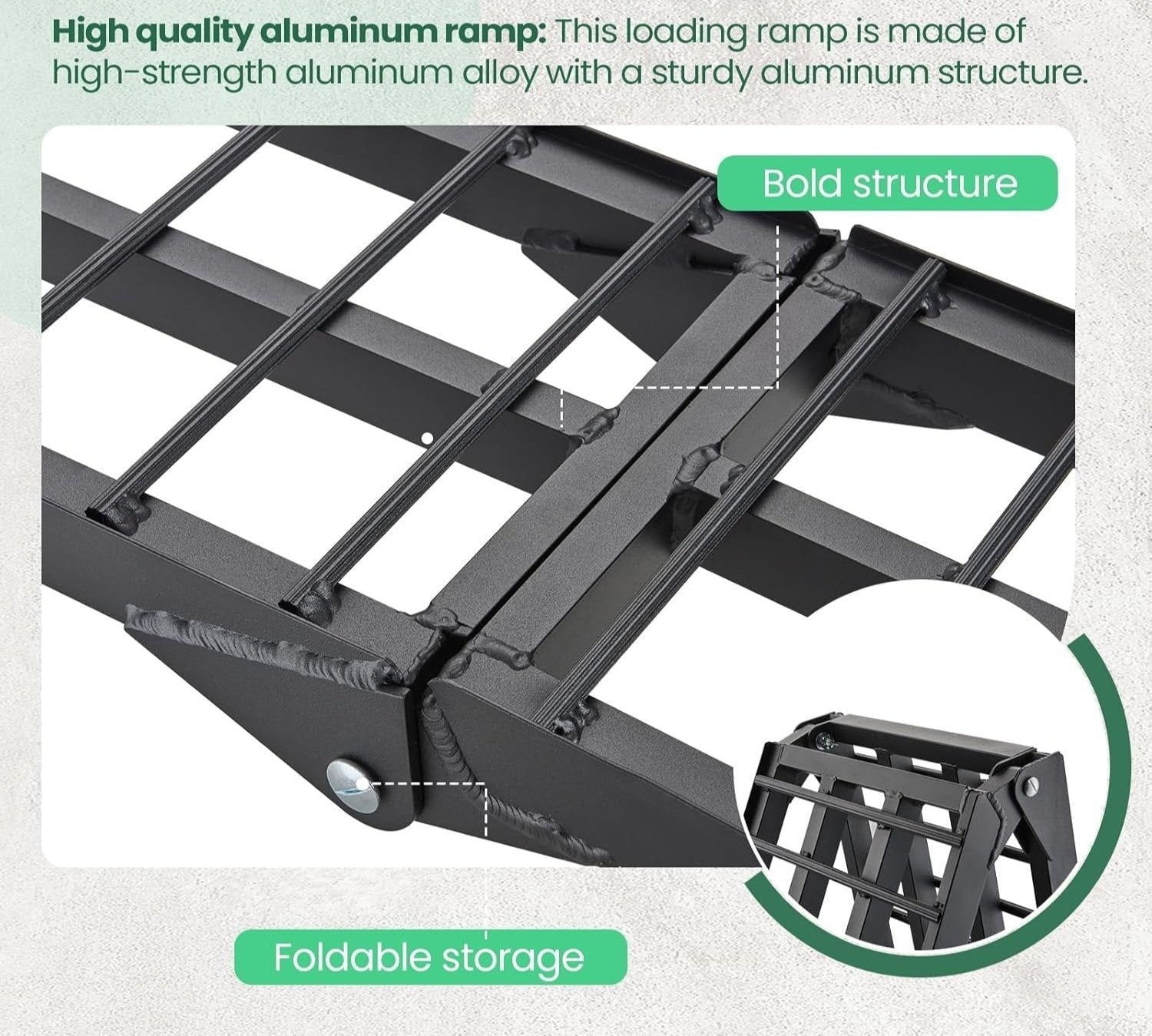 10ft Motorcycle Ramp - 600lb Capacity - Portable Loading Ramp for Motorcycles, Dirt Bikes, Bicycles - 120"x11.6" Black Ramp