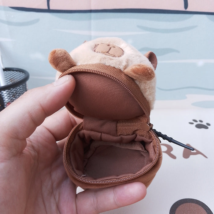 2pcs/set Plush Capybara Coin Purses Keychain Charm