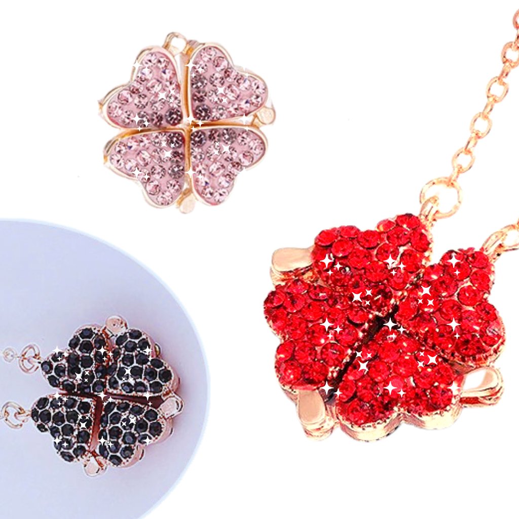 Collier trèfle à 4 feuilles en forme de cœur