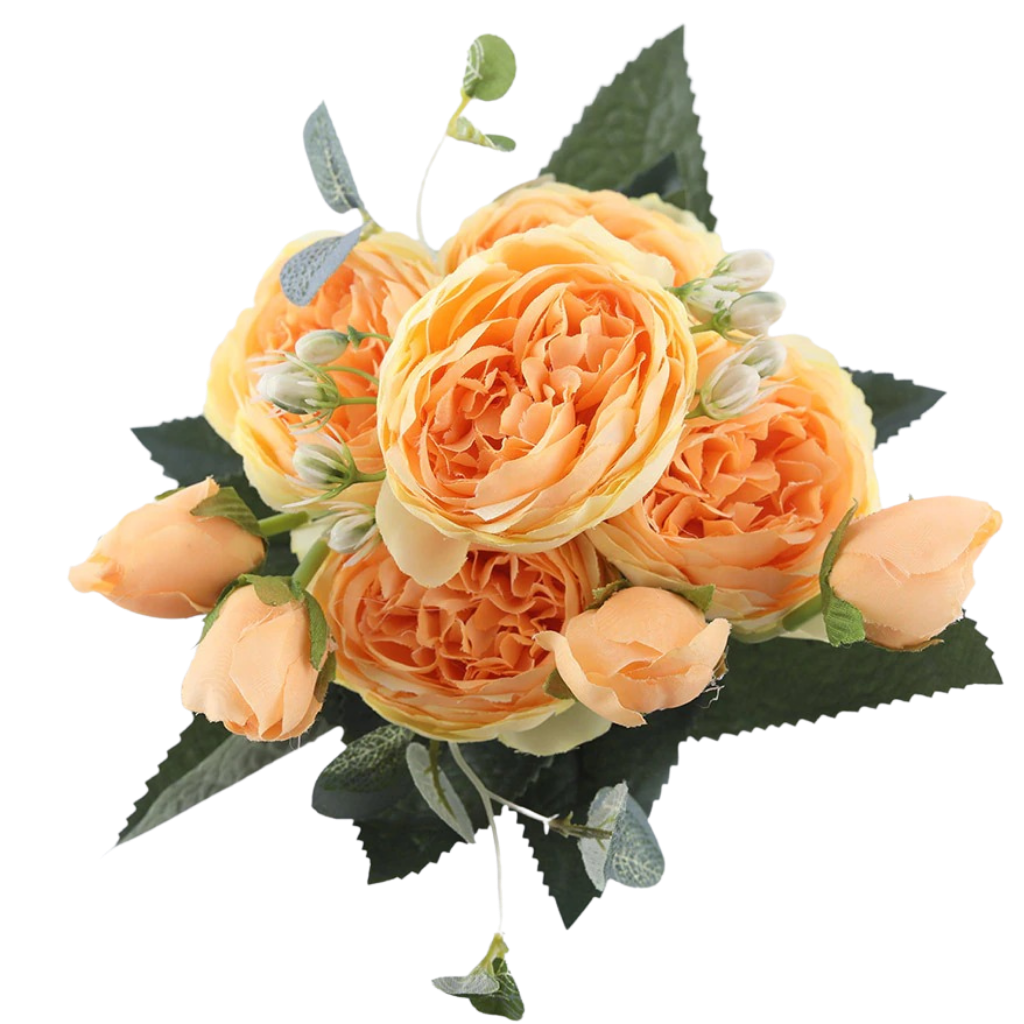 Bouquet de fleurs artificielles en soie, pivoines et roses