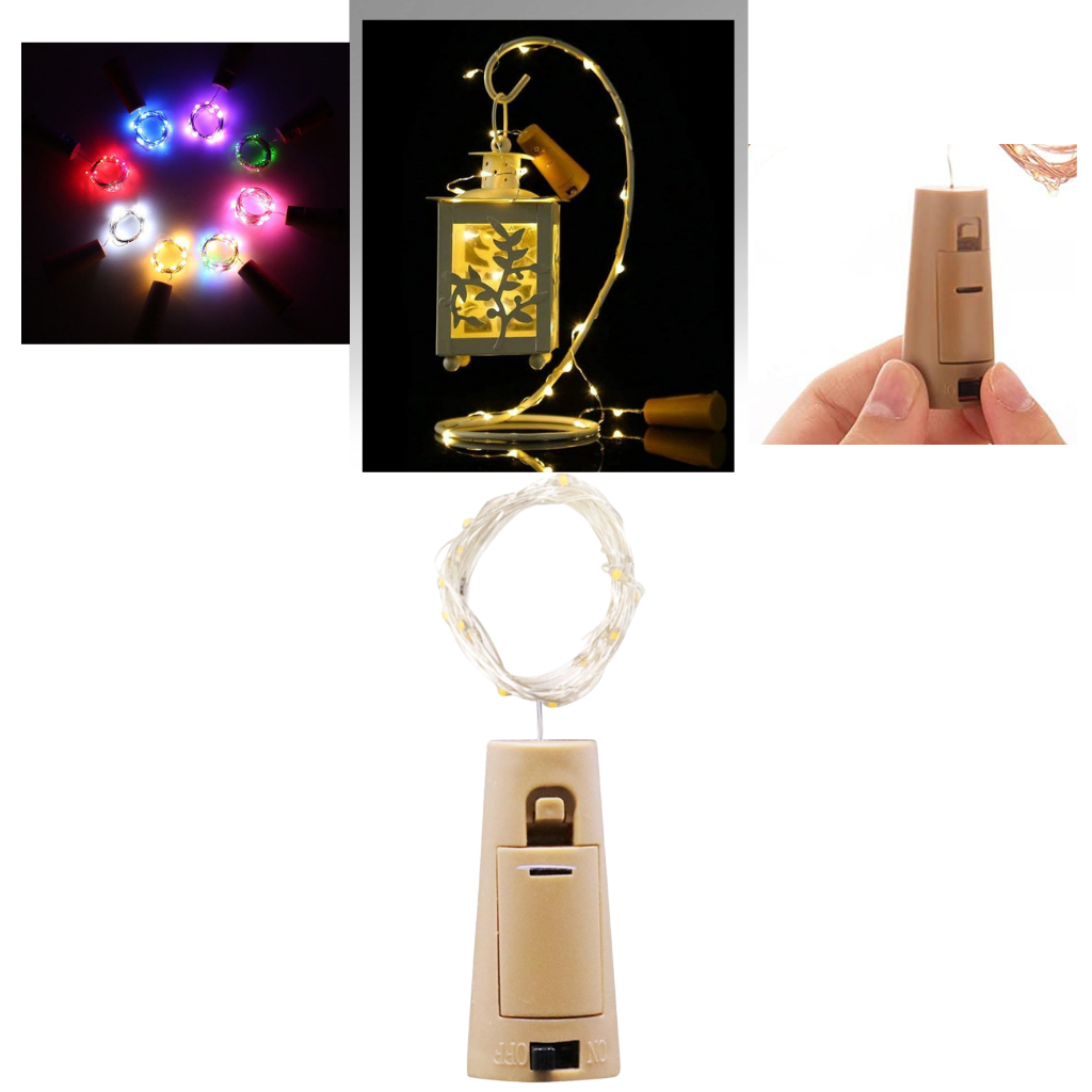 Guirlande lumineuse LED pour bouteille avec bouchon (lot de 3)