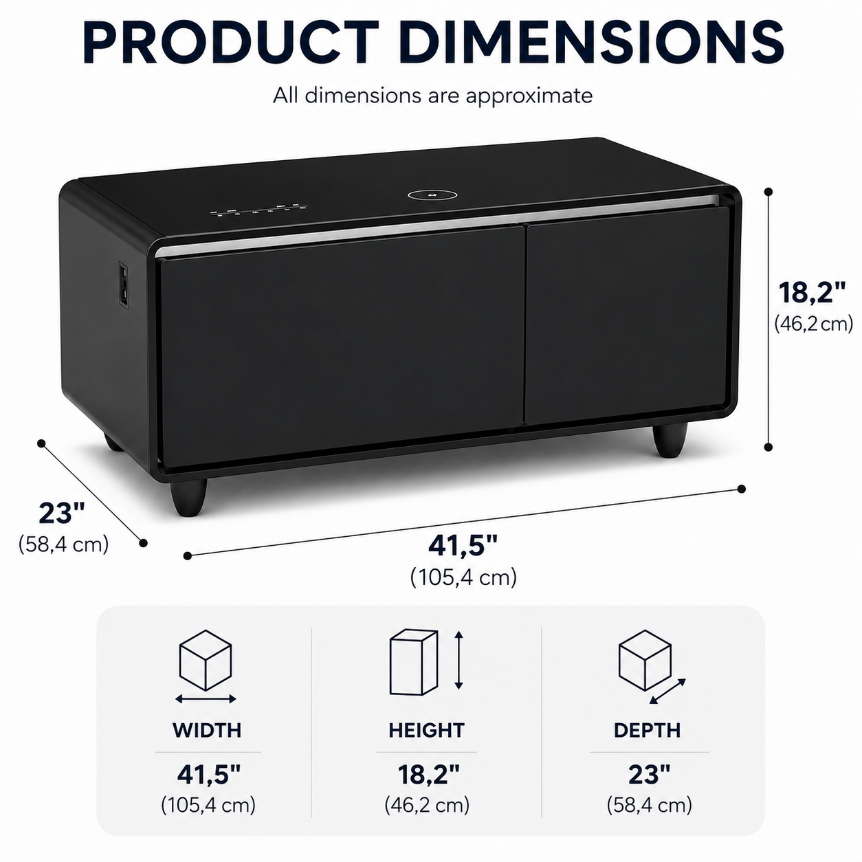 ÉLAN™ Smart Coffee Table | 5-in-1 Refrigerated Coffee Table
