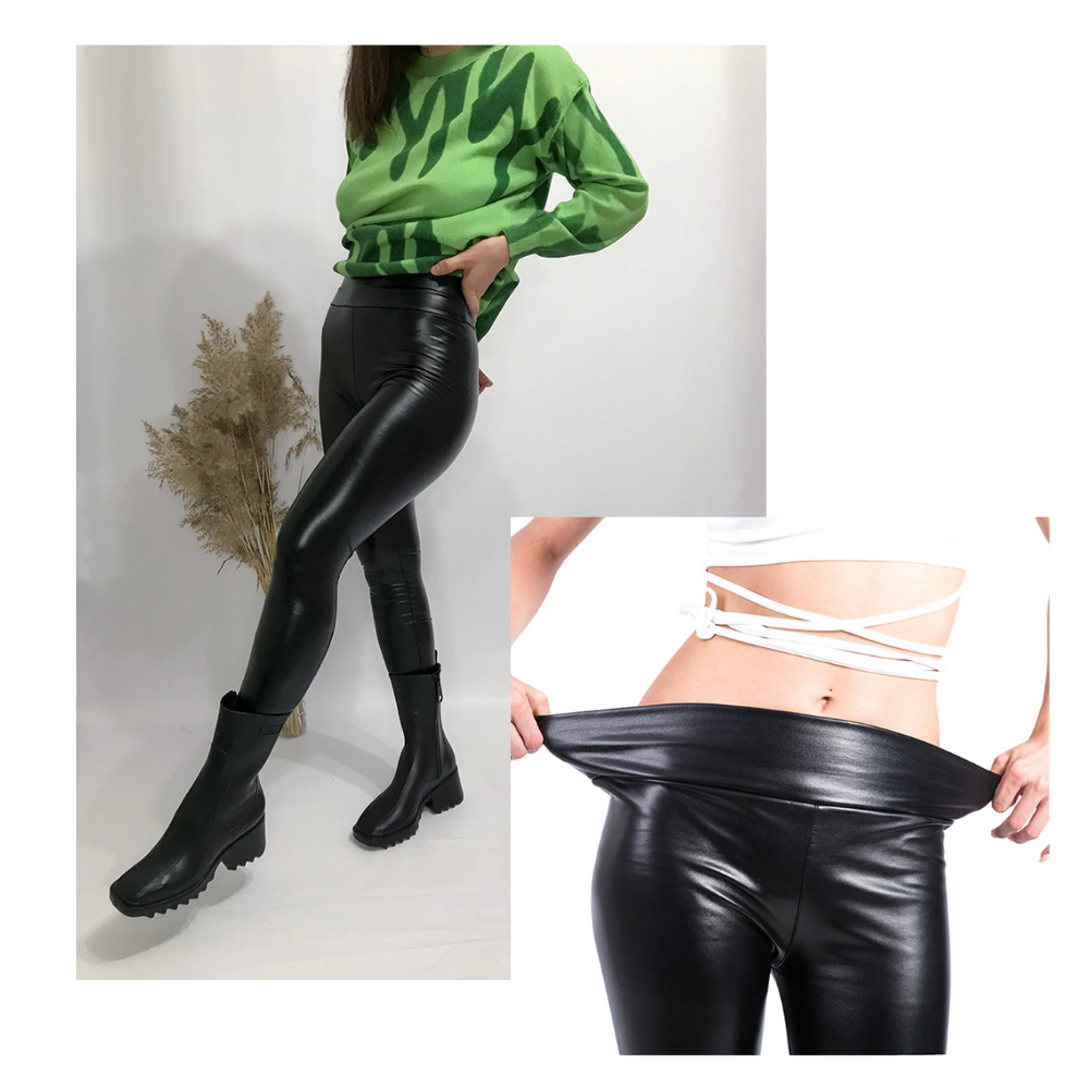 Pantalon en cuir artificiel à taille haute