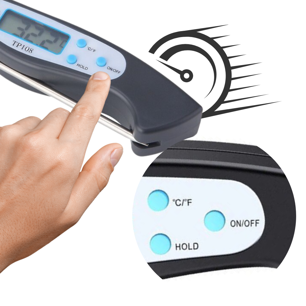 Thermomètre alimentaire numérique pliable à lecture instantanée