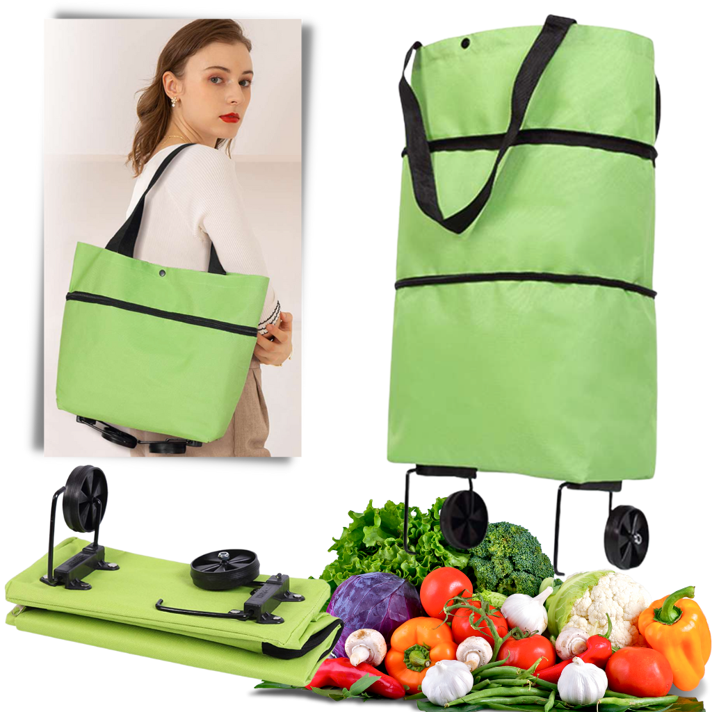 Sac de commission à roulettes pliable 30L
