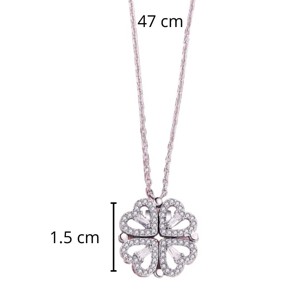 Collier en forme de cœur à quatre feuilles