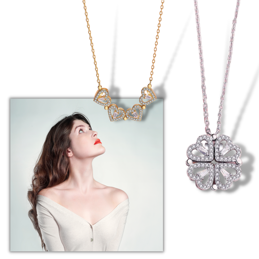 Collier en forme de cœur à quatre feuilles