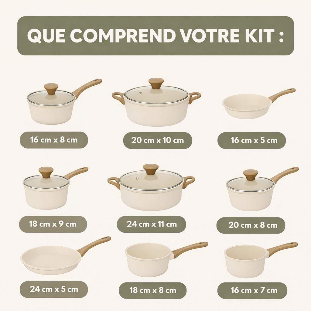 🔥 OFFRE SPÉCIALE : 9 Casseroles + 13 Ustensiles Offerts – Choisissez Votre Couleur Préférée !