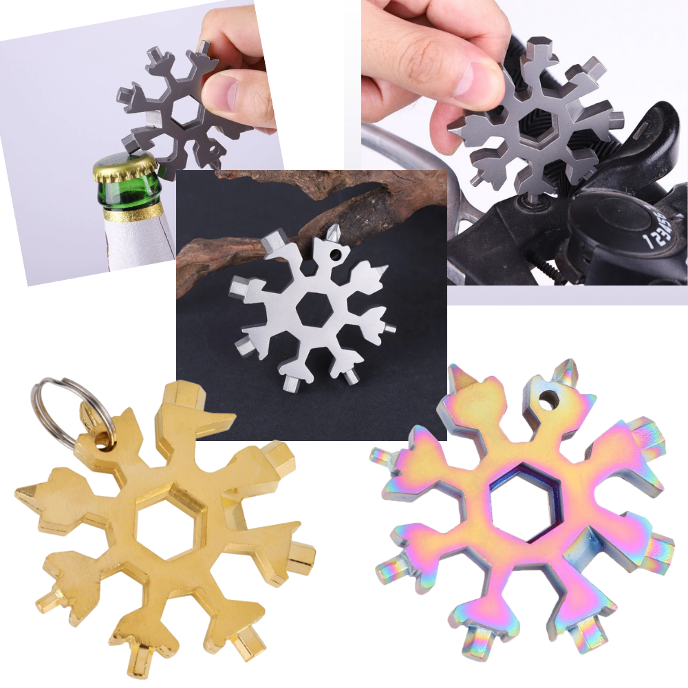 Outil Flocon de neige multifonctionnel 18-en-1 en acier inoxydable