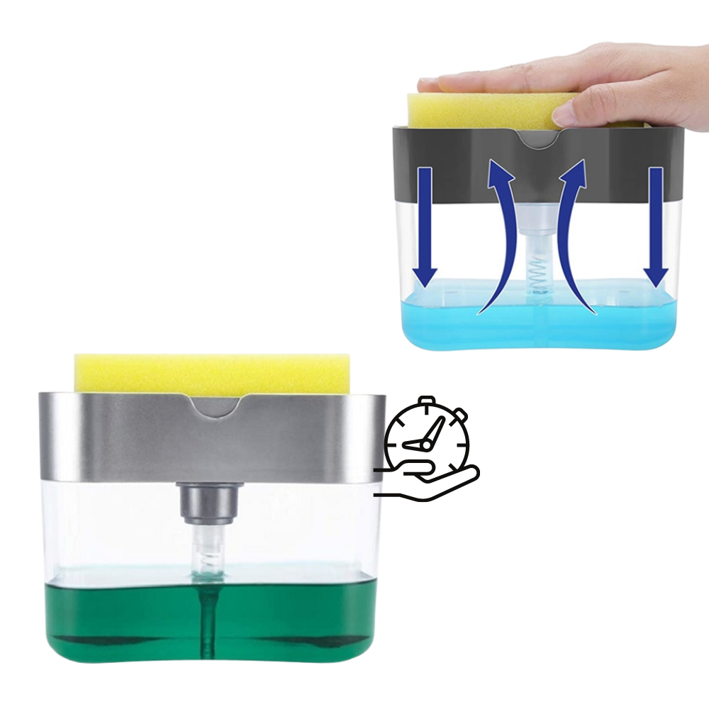 Distributeur de détergent de cuisine avec porte-éponge