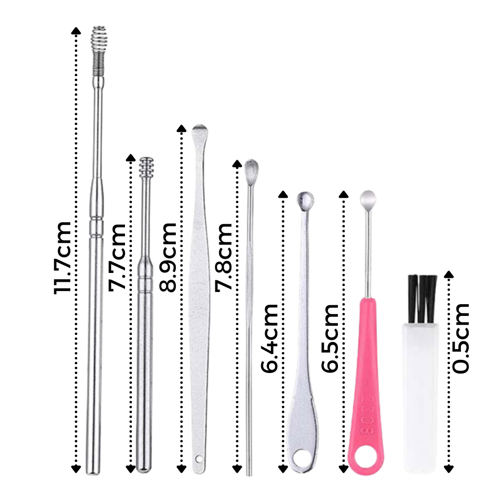 Set d'outils en acier inoxydable pour le nettoyage des oreilles
