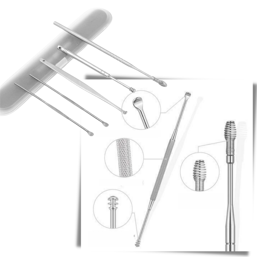 Set d'outils en acier inoxydable pour le nettoyage des oreilles