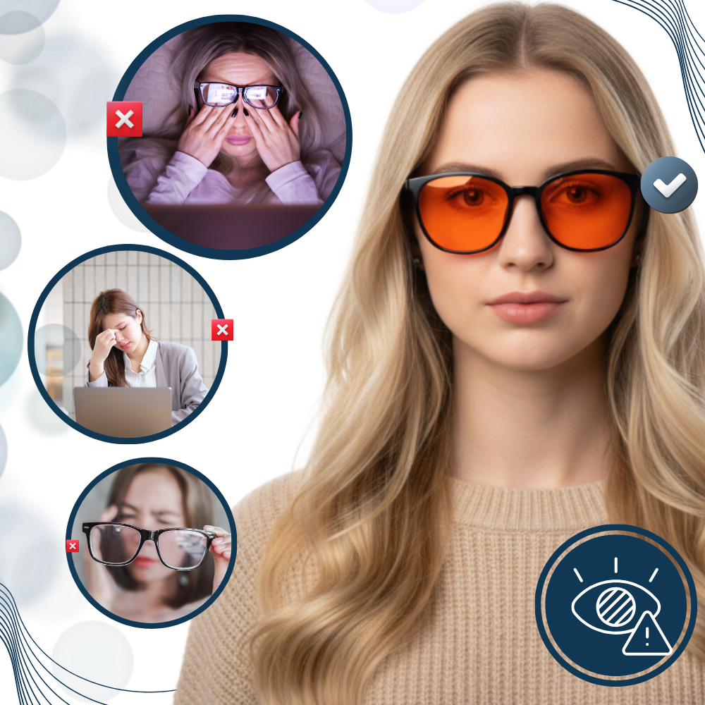Lunettes rouges anti-fatigue à filtre bleu