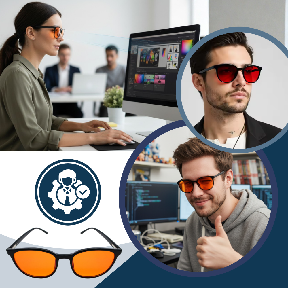 Lunettes rouges anti-fatigue à filtre bleu