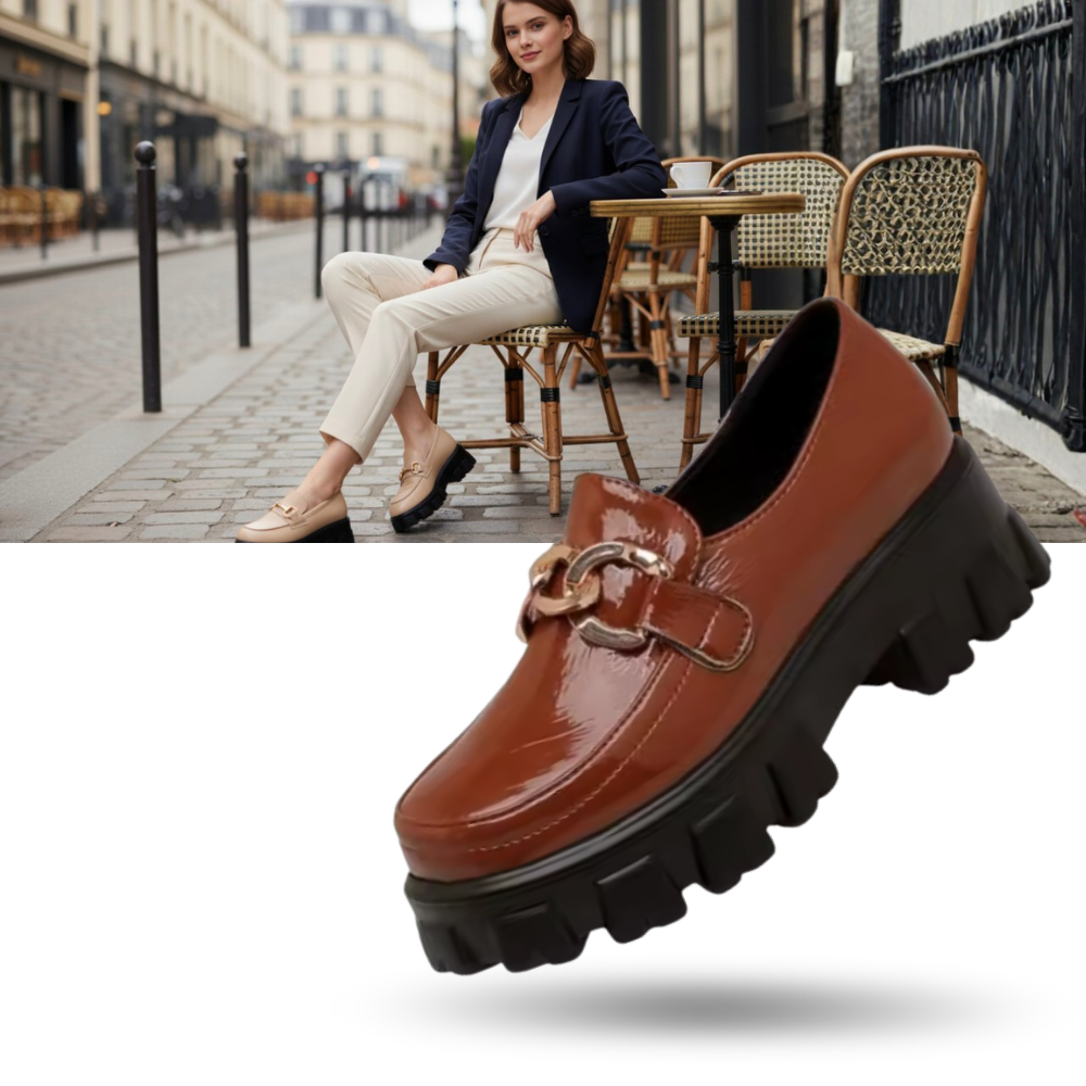 Mocassins en cuir élégants à semelles épaisses