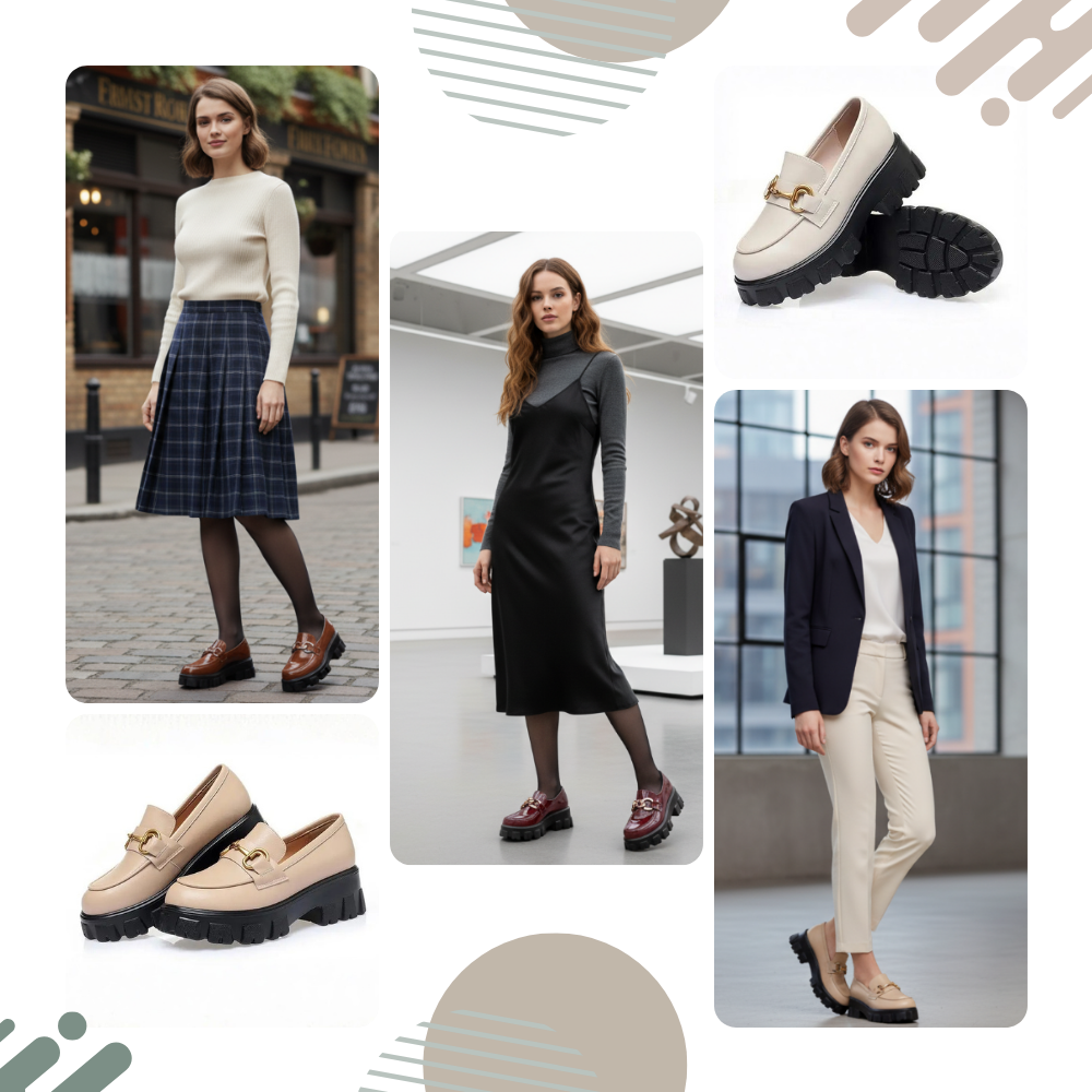 Mocassins en cuir élégants à semelles épaisses