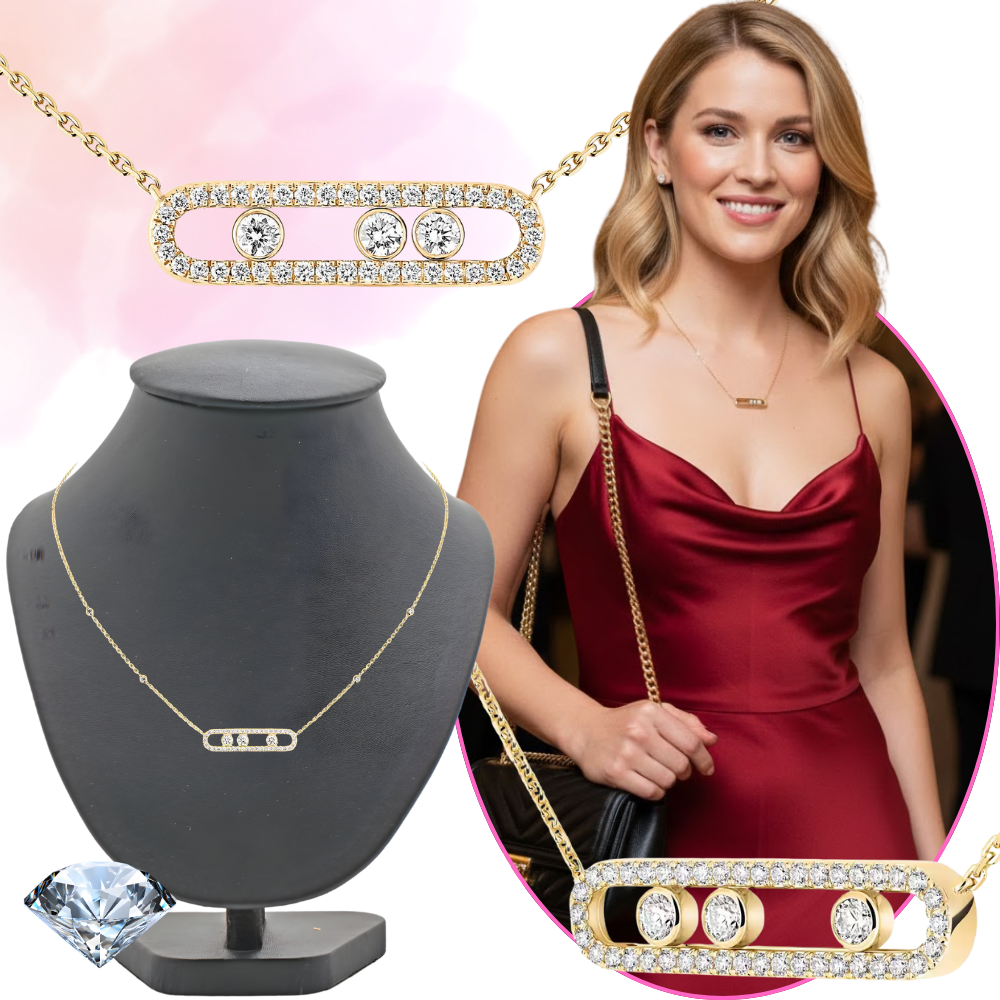 Collier intemporel à trois pierres mobiles