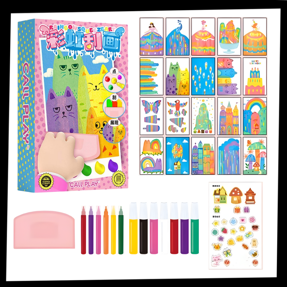 Kit peinture à pois et raclette pour enfants