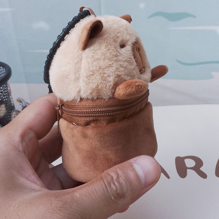 2pcs/set Plush Capybara Coin Purses Keychain Charm