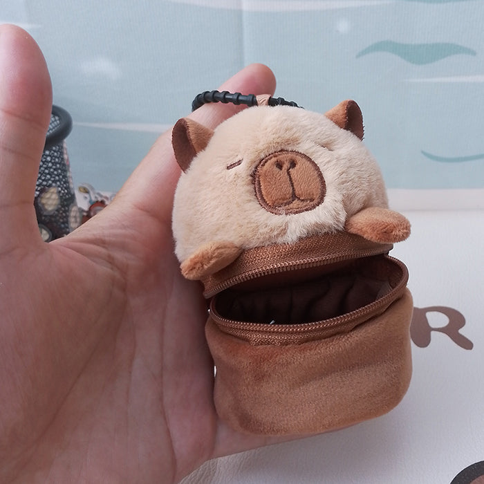 2pcs/set Plush Capybara Coin Purses Keychain Charm