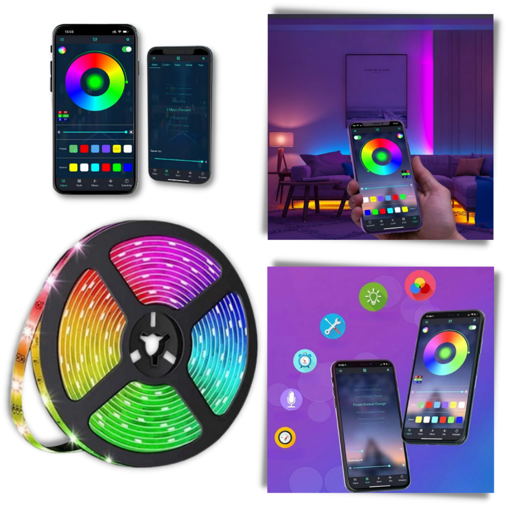 Bande lumineuse LED RVB économe en énergie