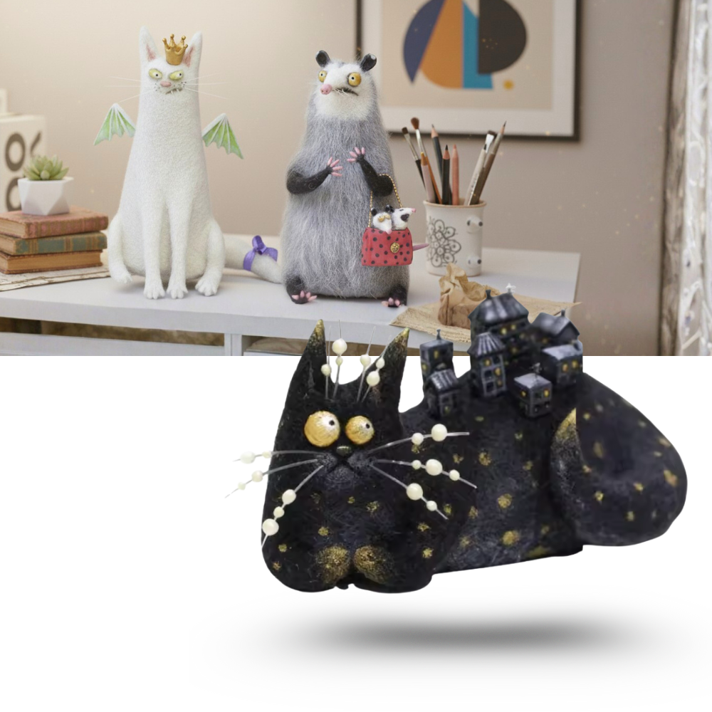 Décoration amusante animal en peluche décoiffé et espiègle