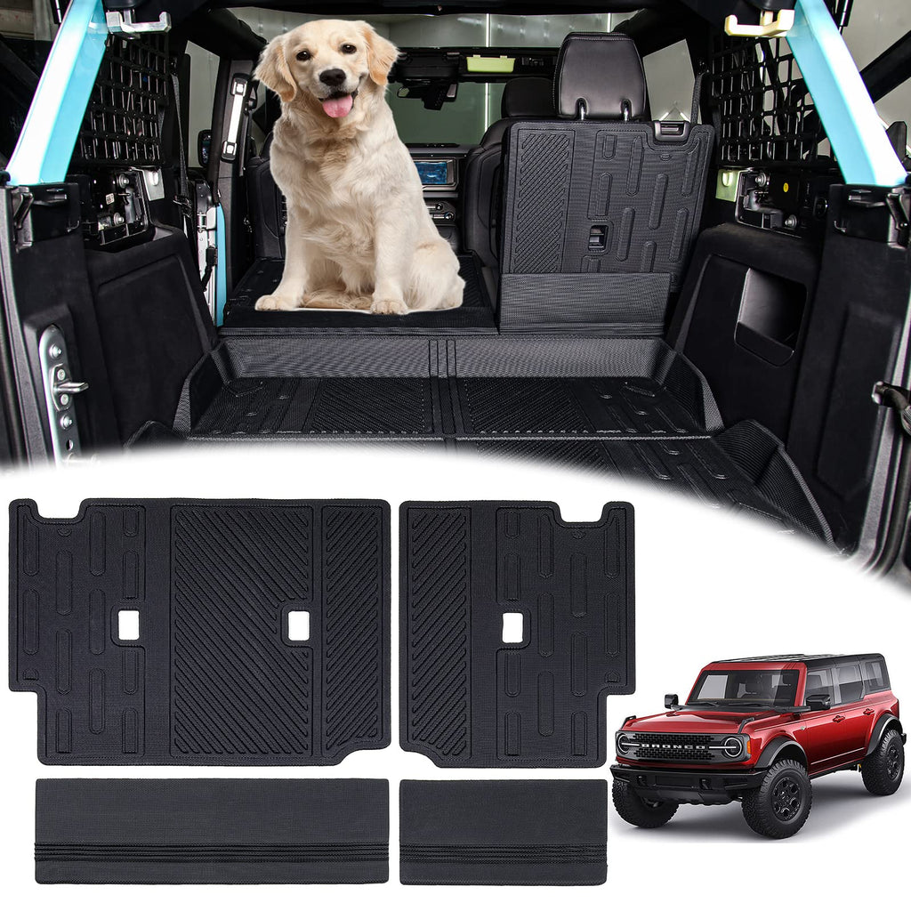Back Seat Cover Protector for Ford Bronco Accessories 2021-2025 4 Doors with Vel-cro Split Dog Seat Liner