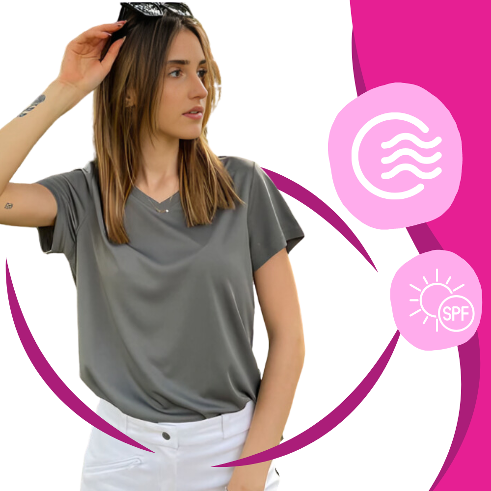 T-shirt rafraîchissant col en V pour femme