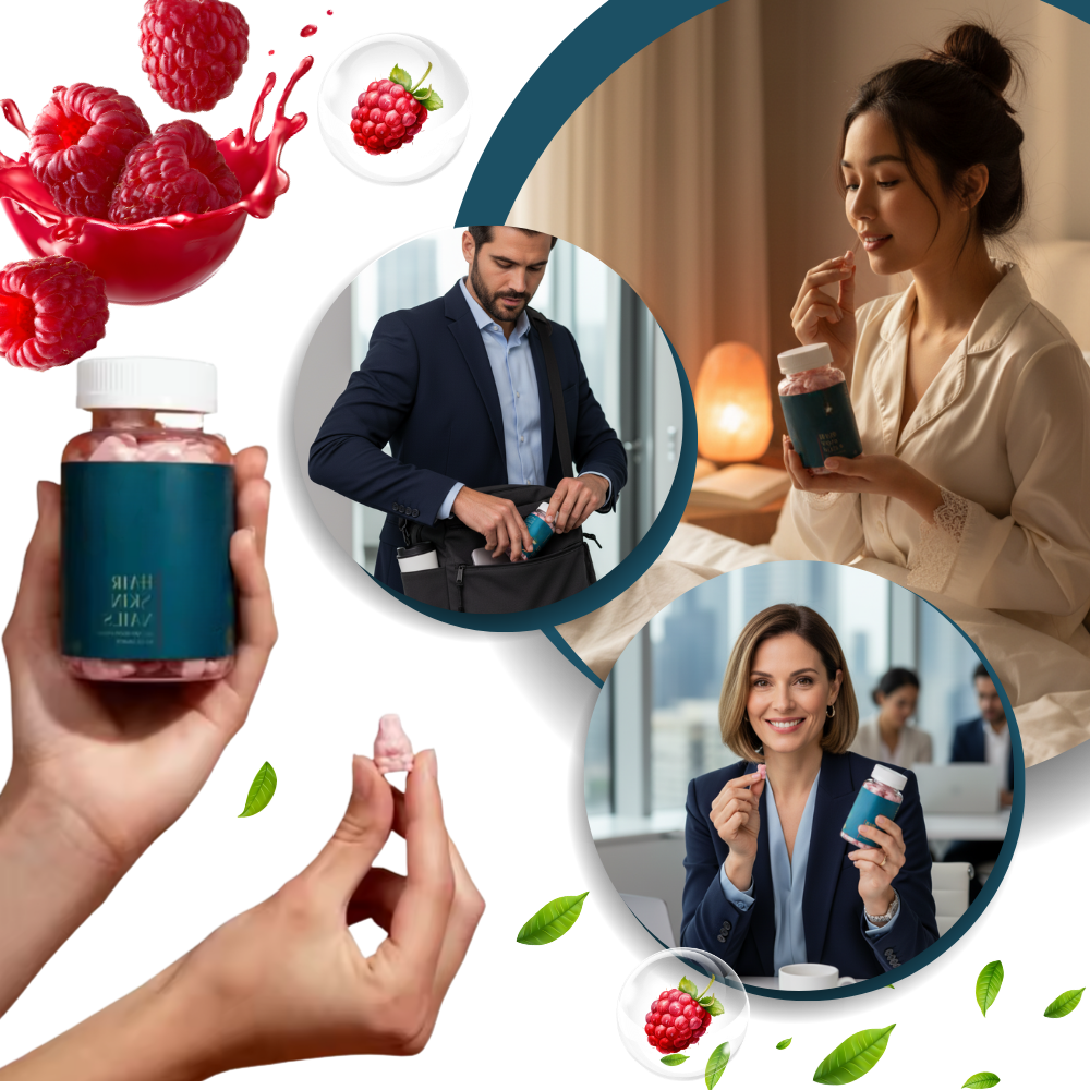 Gummies à la framboise enrichies en biotine
