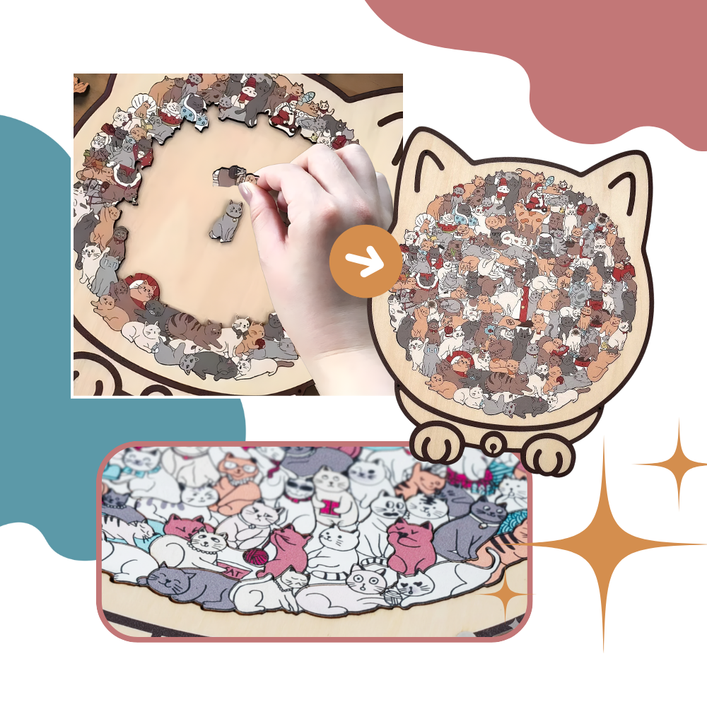 Puzzle en bois relaxant chat