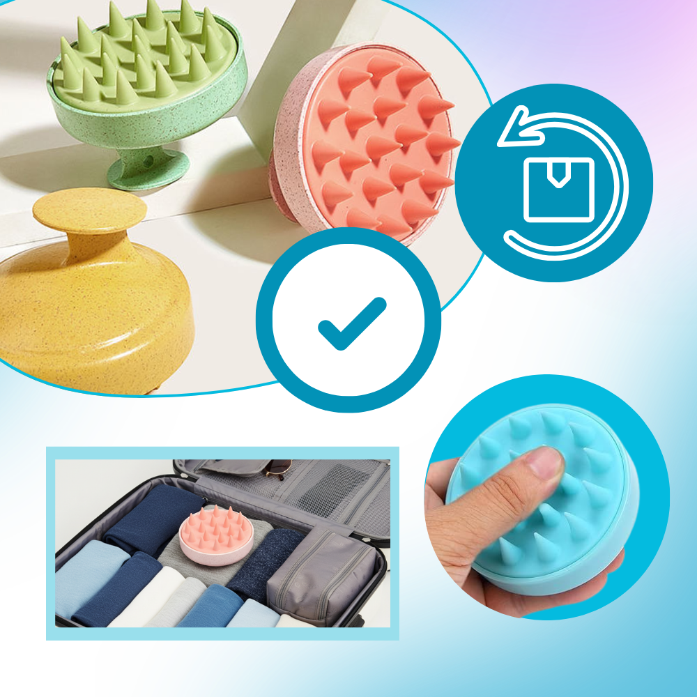 Brosse de massage en silicone pour le cuir chevelu
