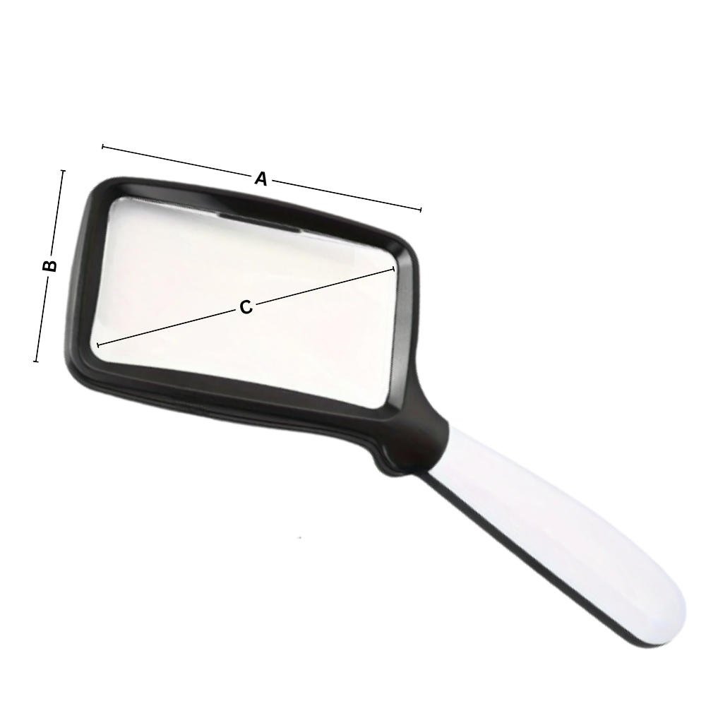 Loupe de lecture rectangulaire large avec éclairage LED intégré