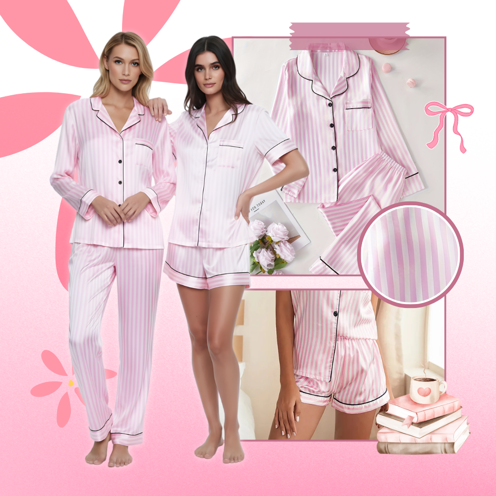 Pyjama satiné rose pour femme