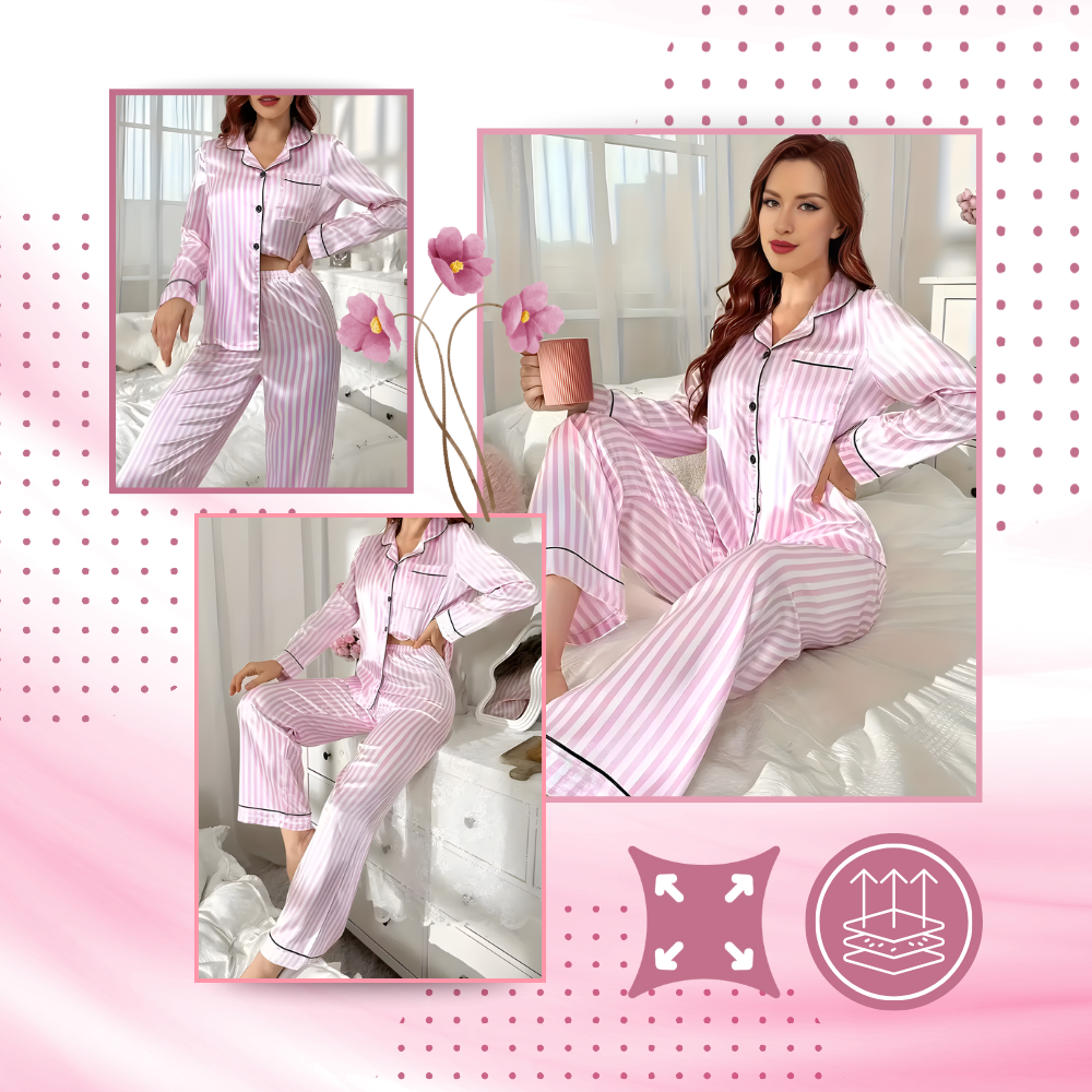Pyjama satiné rose pour femme